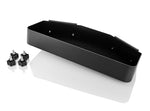 Load image into Gallery viewer, Inovativ AXIS Trough storage accessory mounted securely between the legs of an Inovativ AXIS Stand, shown with a black powder-coat finish and carpeted interior.