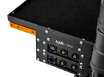 Load image into Gallery viewer, Inovativ Neutrik Plate (1 Piece) with a black anodized finish, shown with standard D-type connector cutouts for custom I/O panel mounting.