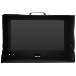 Load image into Gallery viewer, SmallHD 22-inch Sunhood attached to an OLED 22 monitor, showcasing its 4-sided configuration to block ambient light on a film set.
