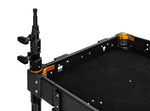 Load image into Gallery viewer, Inovativ 2-Stage Corner Mast Riser fully extended and mounted in the corner of an Inovativ Apollo cart, showcasing its seamless integration.