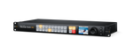 Load image into Gallery viewer, Front view of the Blackmagic Videohub 10x10 12G video router, showing the LCD screen, control buttons, and large spin knob.