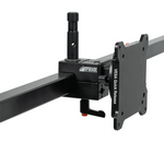 Load image into Gallery viewer, Upgrade Innovations Whaley Rail II Rail Clamp attached to a rail, showing the quick-release lever and VESA plate mounting interface.