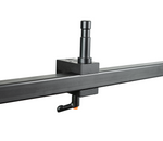 Load image into Gallery viewer, Upgrade Innovations Whaley Rail Clamp attached to a 2.5-inch Whaley Pin-Loc Baby Pin, showing the red quick-release lever and mounting points.