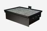 Load image into Gallery viewer, Mule Cart Shelf with Drawer, made of black powder-coated aluminum, shown on a white background.