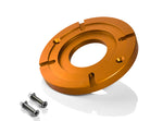 Load image into Gallery viewer, Inovativ Mitchell Plate in anodized black finish, top-down view showing the standard mounting slots and included hardware.