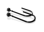Load image into Gallery viewer, A pair of black Inovativ Cable Hooks mounted on the Accessory Cross Bar of a professional camera cart, neatly holding several coiled cables.