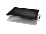 Load image into Gallery viewer, The Inovativ Middle Shelf shown installed on a professional camera cart, creating a second level of storage space below the main work surface.