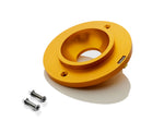 Load image into Gallery viewer, Inovativ 100mm Ball Mount in signature anodized orange, shown with included mounting hardware against a white background.