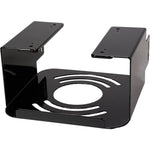 Load image into Gallery viewer, Sonnet MacCuff Studio steel mounting bracket shown securing a Mac Studio computer underneath a wooden desk.