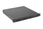 Load image into Gallery viewer, Front view of the OWC Flex 1U4 4-bay Thunderbolt rackmount storage unit, showing drive bays and connectivity ports.