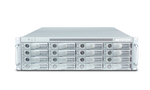 Load image into Gallery viewer, Front view of the Netstor NA333TB3 3U 16-bay Thunderbolt 3 storage and PCIe expansion chassis, showing all drive bays.