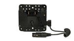 Load image into Gallery viewer, SmallHD Power Kit showing the V-Mount battery bracket, 4-pin XLR cable, and cheese plate mounting system ready for a professional production monitor.
