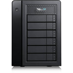 Load image into Gallery viewer, Front view of the Promise Technology Pegasus32 R6 6-bay Thunderbolt 3 RAID storage array in black, showing the six vertical drive bay doors.