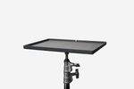 Load image into Gallery viewer, Mule Top Mini Shelf in black, mounted on top of a chrome C-stand in a studio environment.