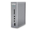 Load image into Gallery viewer, Front view of the silver CalDigit TS3 Plus 15-Port Thunderbolt 3 Dock, showing its various ports including USB, SD card reader, and audio jacks.