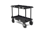 Load image into Gallery viewer, The adicam MAX+ heavy-duty production cart, fully assembled in a studio setting, showcasing its two non-slip shelves and large pneumatic wheels.