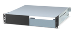 Load image into Gallery viewer, Sonnet DuoModo Dual-Module Rackmount Enclosure, a 2U steel chassis with two empty module bays, shown from the front.