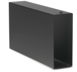 Load image into Gallery viewer, Front-quarter view of the Sonnet DuoModo Single-Module Desktop Enclosure, showing its rugged, silver aluminum construction and compact size.