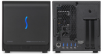 Load image into Gallery viewer, Sonnet eGPU Breakaway Box 750ex external graphics card enclosure shown from the back, highlighting the Thunderbolt 3, USB, and Ethernet ports.