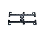 Load image into Gallery viewer, A pair of black adicam Accessory Crossbars mounted on the narrow end of a professional adicam camera cart, ready for equipment.