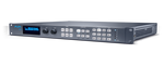 Load image into Gallery viewer, Front view of the AJA FS4 4-Channel Frame Synchronizer showing the control panel, LCD screen, and I/O indicators.