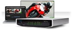 Load image into Gallery viewer, Front and back view of the AJA Mobile I/O Thunderbolt 3 interface, showing its 12G-SDI, HDMI, and audio connections.