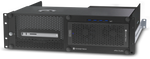 Load image into Gallery viewer, Sonnet xMac Studio Pro 3U rackmount enclosure shown with a Mac Studio installed and the front-accessible Echo III PCIe expansion module open.