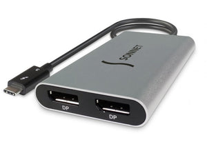 Sonnet Thunderbolt Dual 4K 60Hz DisplayPort Adapter, Space Grey (for Windows, Intel & M1 Pro/Max Macs; not compatible with M1 Macs)