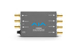 Load image into Gallery viewer, Front view of the AJA SDI Distribution Amplifier Mini-Converter, showing its compact metal chassis with BNC input and output connectors.
