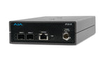 Load image into Gallery viewer, The AJA IP25-R is a compact black converter with dual SFP28 cages, four 12G-SDI BNC connectors, and two HDMI outputs.
