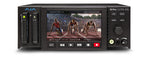 Load image into Gallery viewer, Front view of the AJA Ki Pro Ultra 12G multi-channel 4K/HD recorder, showing its large LCD screen, transport controls, and dual media slots.
