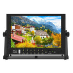 Load image into Gallery viewer, Front view of the TVLogic LUM-096G 10-inch 4K/UHD multi-purpose monitor, displaying a colorful image on its screen.
