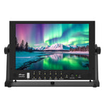 Load image into Gallery viewer, Front view of the TVLogic LVM-096A 10-inch FHD Multi-Purpose Monitor, displaying a vibrant image of the aurora borealis.
