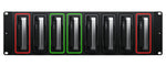 Load image into Gallery viewer, Front view of the Blackmagic Design Cloud Backup 8, a rack-mountable unit showing its eight hard drive bays with status indicator lights.
