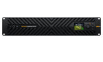 Load image into Gallery viewer, Front view of the Blackmagic Design StudioBridge 10G PWR, a rack-mountable IP video converter with a color display and multiple Ethernet ports.
