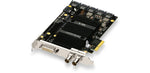Load image into Gallery viewer, Front view of the Blackmagic Design Fairlight Audio Accelerator, a single half-length PCIe x4 card showing its connectors and shield.
