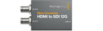 Load image into Gallery viewer, Front and side view of the Blackmagic Design Micro Converter HDMI to SDI 12G, showing the HDMI input and dual SDI output ports.

