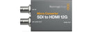 Load image into Gallery viewer, Front and back view of the Blackmagic Design Micro Converter SDI to HDMI 12G, showing the SDI input, loop out, and HDMI output ports.
