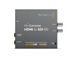 Load image into Gallery viewer, Blackmagic Design Mini Converter HDMI to SDI 6G, showing its HDMI input, analog and digital audio inputs, and dual SDI outputs.
