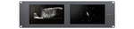 Load image into Gallery viewer, Front view of the Blackmagic Design SmartScope Duo 4K 2, a 3RU rackmount unit with two side-by-side screens for video monitoring and scopes.
