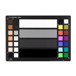 Load image into Gallery viewer, The Calibrite ColorChecker Video XL, a large, rigid chart with colored squares, skin tone patches, and greyscale bars for video calibration.
