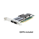 Load image into Gallery viewer, ATTO FastFrame N412 Dual 100GbE SmartNIC, a low-profile PCIe 4.0 card with two QSFP28 ports.
