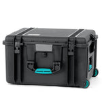 Load image into Gallery viewer, HPRC 2730W wheeled resin hard case in black with blue latches, shown closed.
