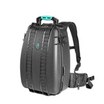 Load image into Gallery viewer, HPRC 3500 Resin Case in black with blue latches, shown as a backpack. Available empty, with foam, or with dividers.
