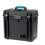 Load image into Gallery viewer, HPRC 4200 Resin Case in black with blue handle latches, shown closed.
