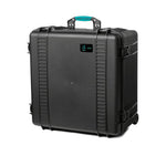 Load image into Gallery viewer, HPRC 4600W wheeled resin transport case in black with blue latches, shown closed.
