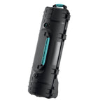 Load image into Gallery viewer, HPRC 6300W wheeled hard resin case in black with blue latches, shown closed from a front-three-quarters angle.
