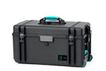 Load image into Gallery viewer, HPRC 4300W wheeled resin case in black with blue latches, shown closed.

