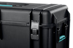 Load image into Gallery viewer, HPRC 4800W wheeled resin case in black with blue latches, shown closed.
