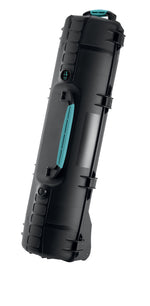 Load image into Gallery viewer, HPRC 6400W wheeled hard resin case in black with blue latches.
